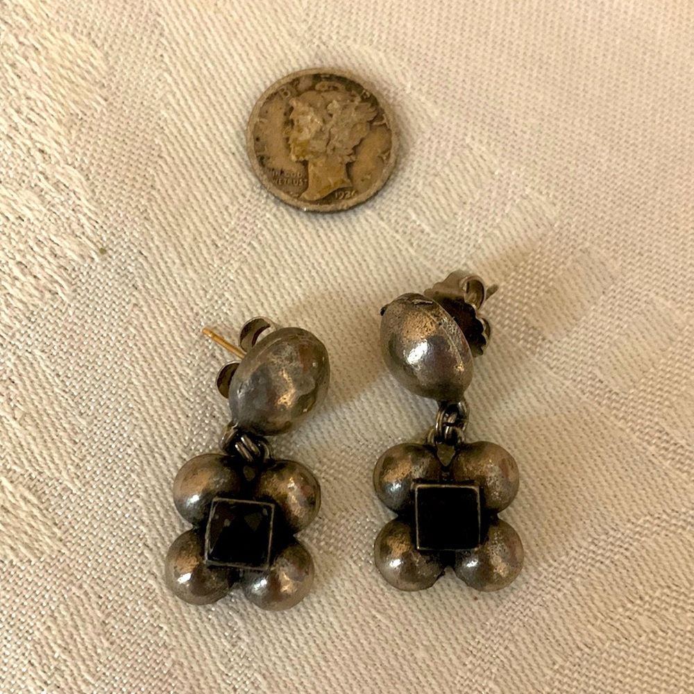 Gerard Yosca Vintage Silver and black stone earrings